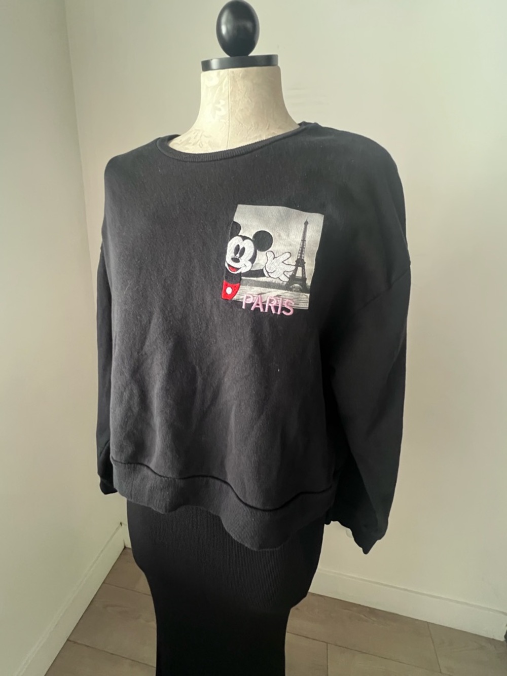 Zara Mickey In Paris Crewneck Pullover Sweatshirt Perfect For a Disney Adventure